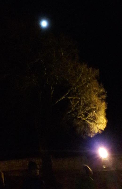 Der Mond ist aufgegangen: Angekommen auf der Neuenburg ist es schon lange dunkel.