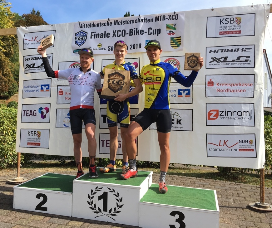 Dreifachsieg für White Rock beim XCO-Bikecup Gesamtwertung in der Elite: Julian Schnürer, Christopher Maletz (im MDM-Trikot) und Tommy Galle