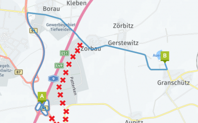 Kurze Umleitung bei der Anreise nach Granschütz !